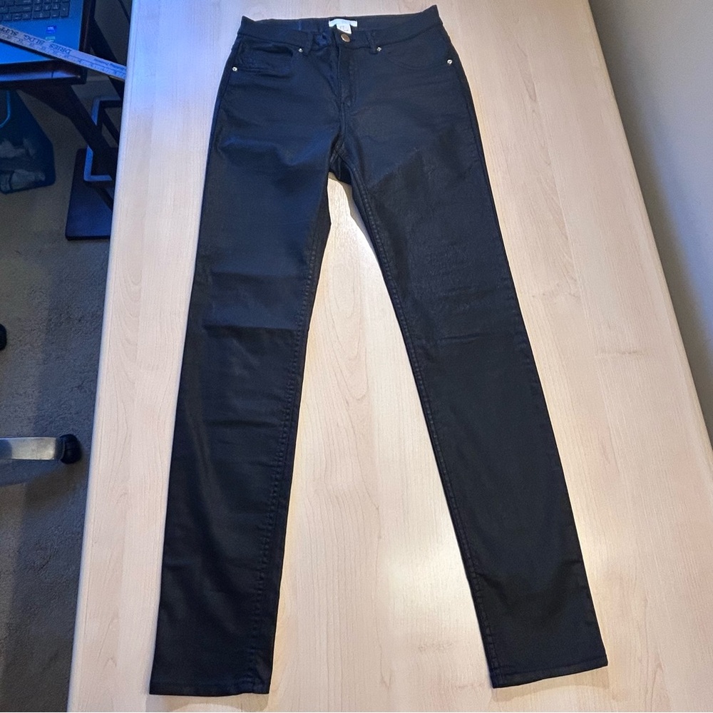 H&M Women's Coated Denim Black Skinny Pants
